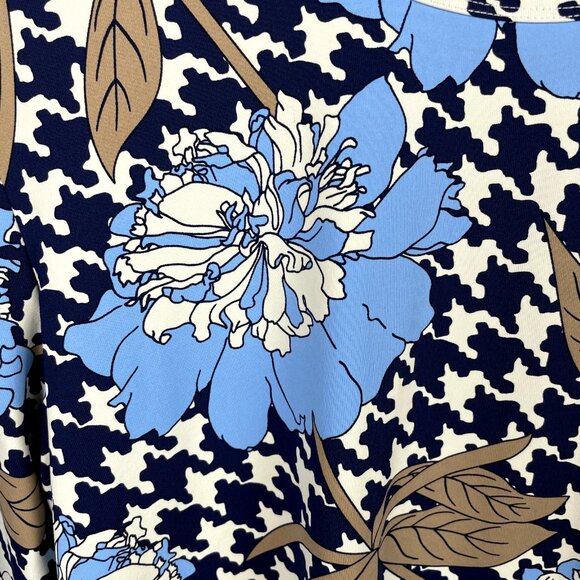 J. Mclaughlin Catalina Cloth‎ Top Womens Large Blue Floral Blouse 3/4 Sleeve Tee - Picture 3 of 13